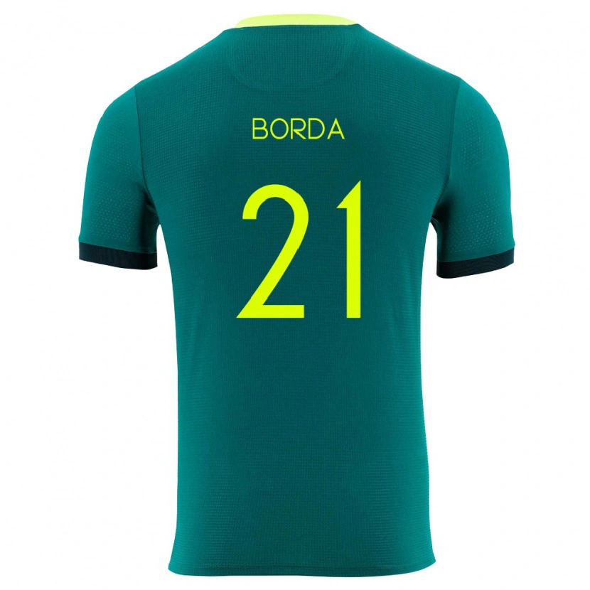 DanxenレディースボリビアCarlos Borda#21緑 黄 黒ホームシャツ26-28ジャージーユニフォーム