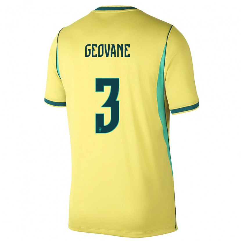 DanxenレディースブラジルGeovane#3黄 緑ホームシャツ26-28ジャージーユニフォーム