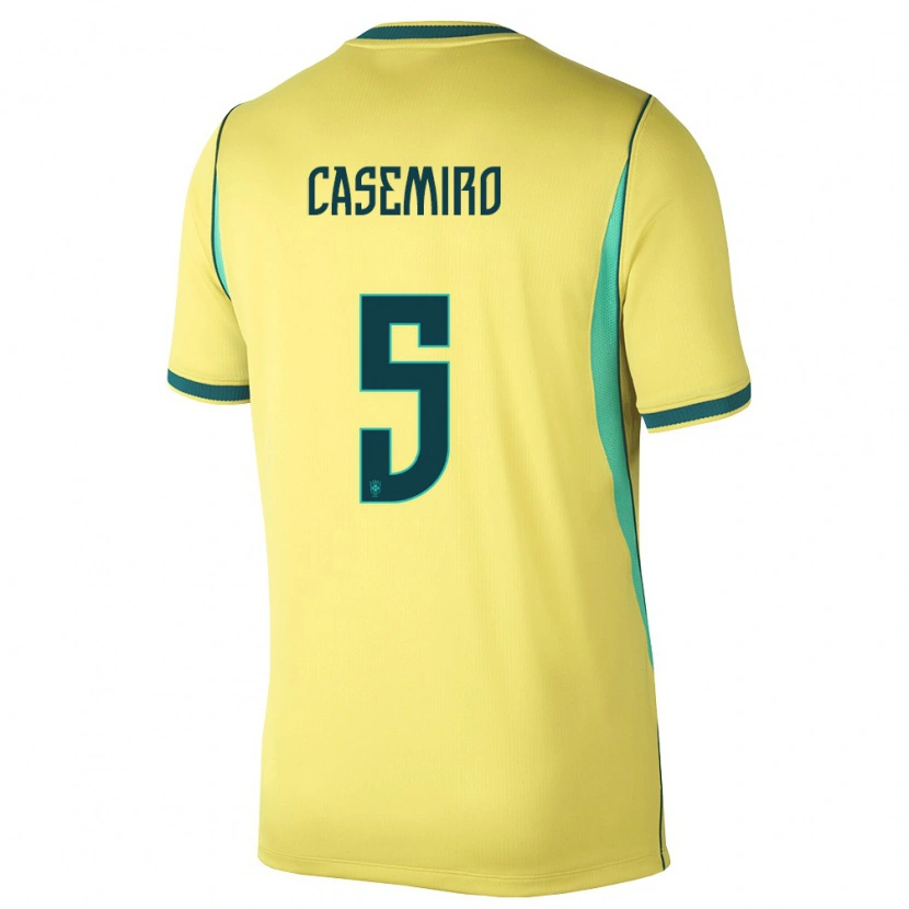 Danxenレディースブラジルカゼミーロ#5黄 緑ホームシャツ26-28ジャージーユニフォーム