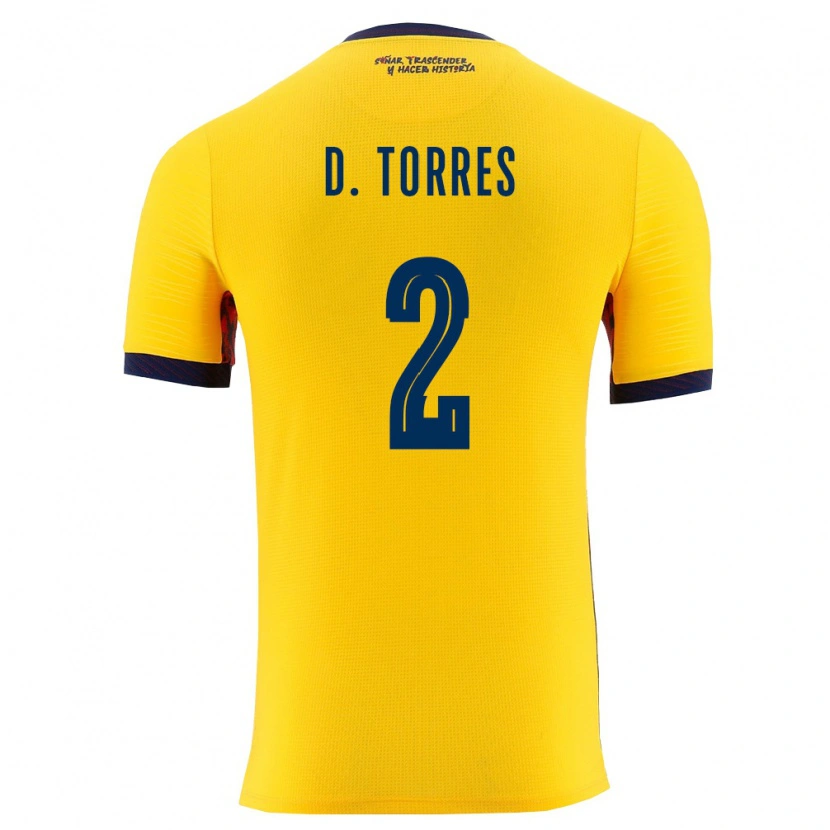 DanxenレディースエクアドルDarío Torres#2黄 紺ホームシャツ26-28ジャージーユニフォーム