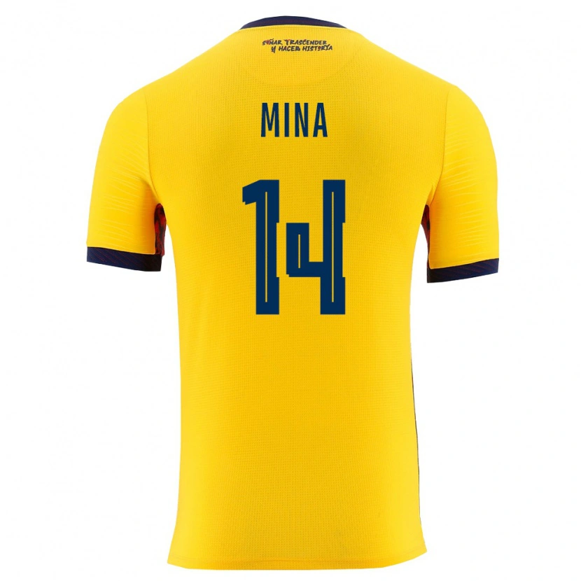 DanxenレディースエクアドルJulio Mina#14黄 紺ホームシャツ26-28ジャージーユニフォーム