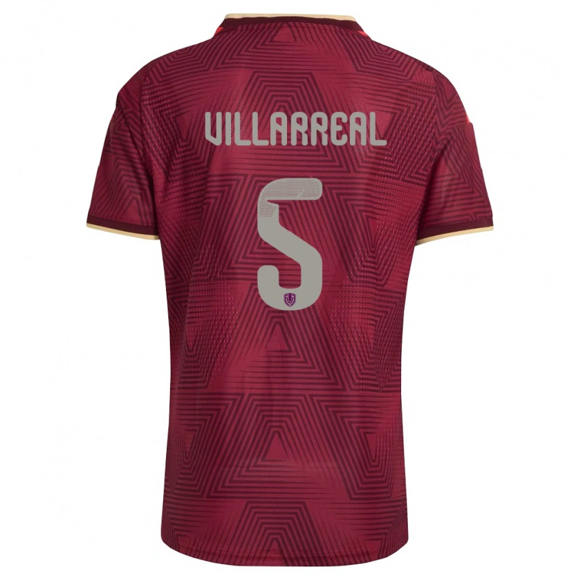 DanxenレディースベネズエラMarco Villarreal#5バーガンディ 金 黄ホームシャツ26-28ジャージーユニフォーム