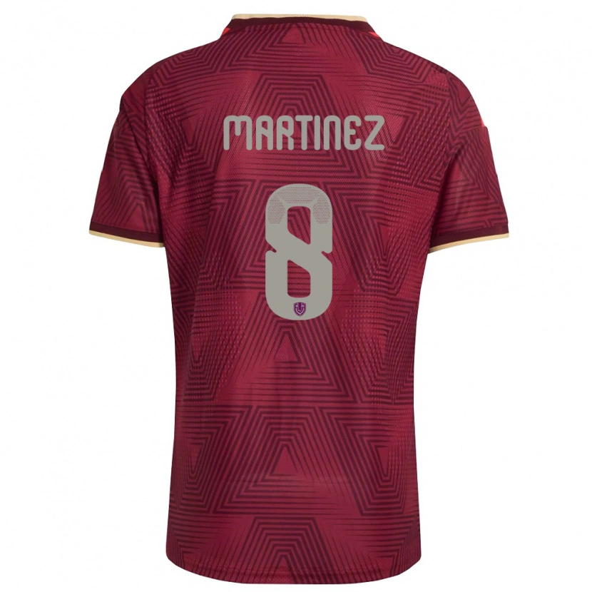 DanxenレディースベネズエラBárbara Martínez#8バーガンディ 金 黄ホームシャツ26-28ジャージーユニフォーム