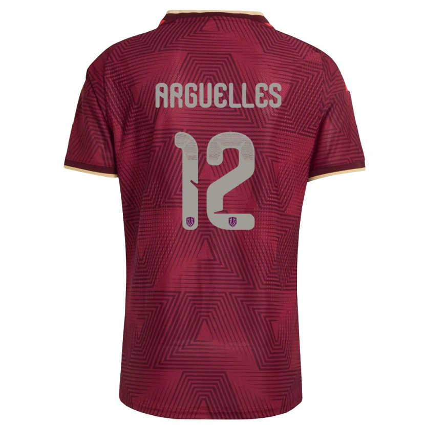 DanxenレディースベネズエラWilmary Argüelles#12バーガンディ 金 黄ホームシャツ26-28ジャージーユニフォーム