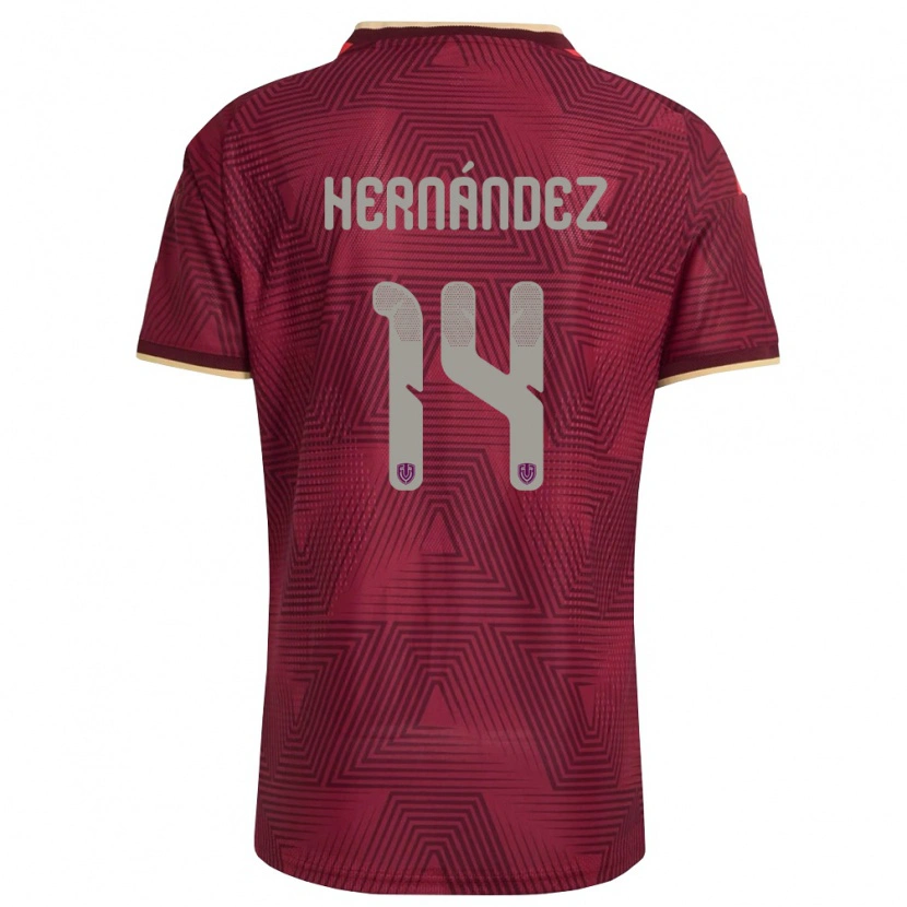 DanxenレディースベネズエラJosé Hernández#14バーガンディ 金 黄ホームシャツ26-28ジャージーユニフォーム
