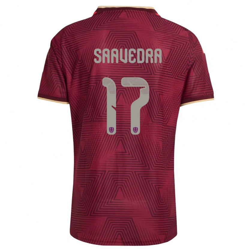 DanxenレディースベネズエラAndy Saavedra#17バーガンディ 金 黄ホームシャツ26-28ジャージーユニフォーム