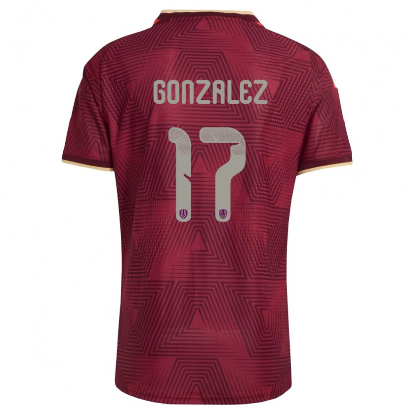 DanxenレディースベネズエラMayken González#17バーガンディ 金 黄ホームシャツ26-28ジャージーユニフォーム