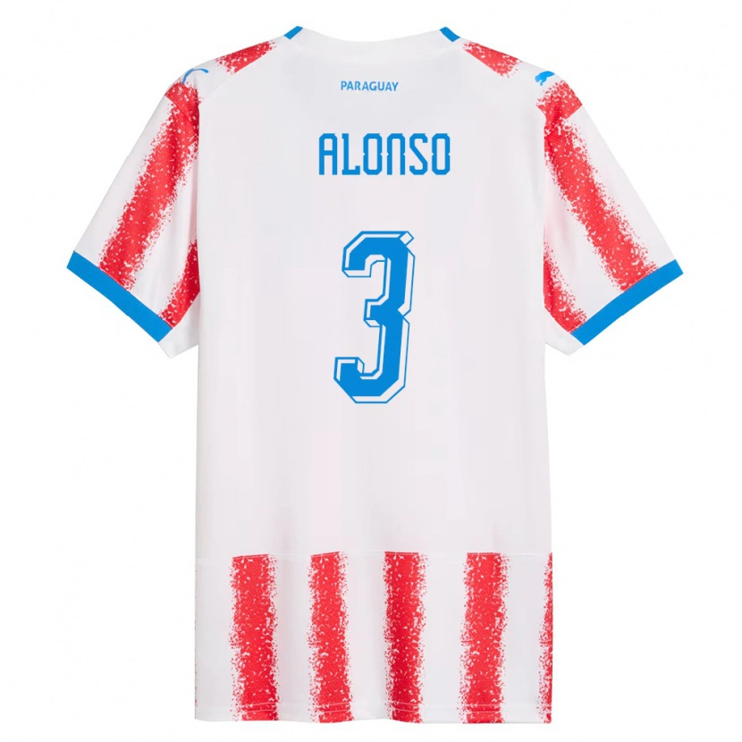 DanxenレディースパラグアイLorena Alonso#3白 赤 青ホームシャツ26-28ジャージーユニフォーム