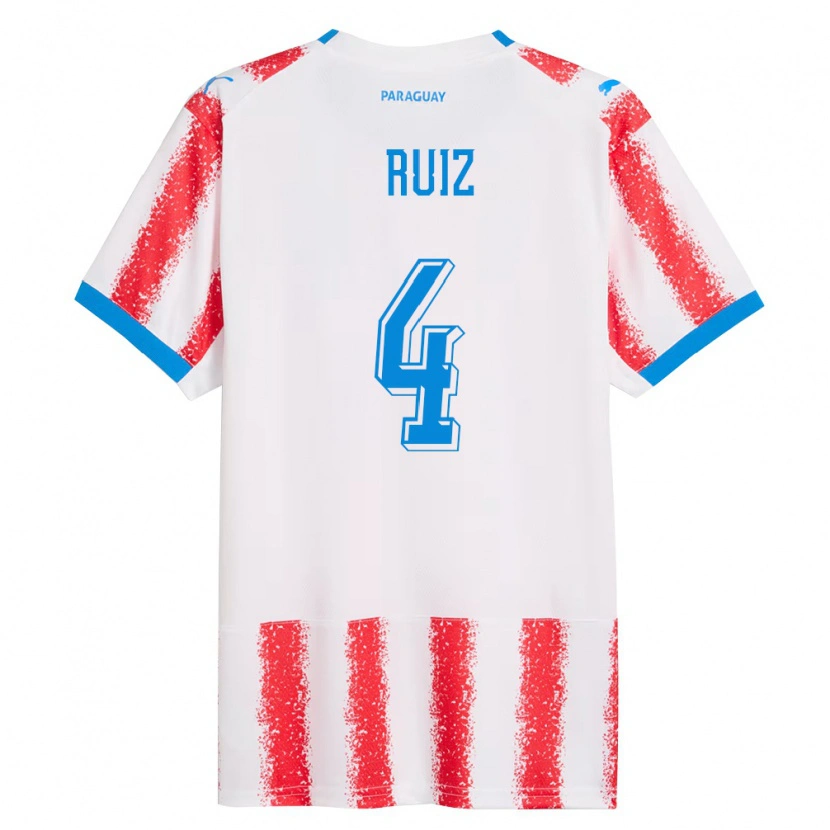 DanxenレディースパラグアイDiego Ruiz#4白 赤 青ホームシャツ26-28ジャージーユニフォーム