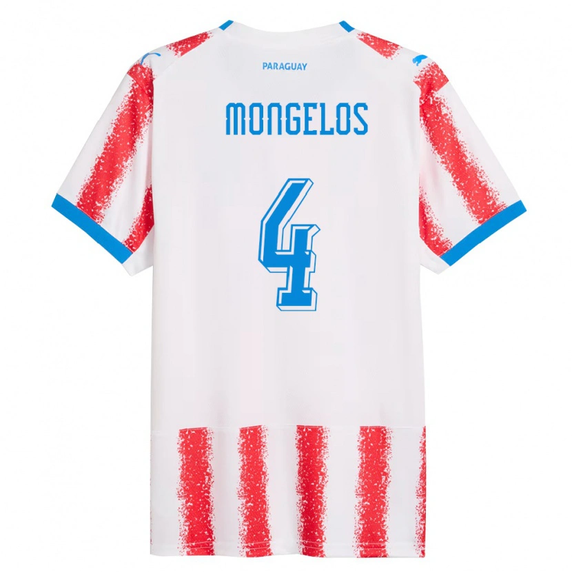 DanxenレディースパラグアイRolando Mongelós#4白 赤 青ホームシャツ26-28ジャージーユニフォーム