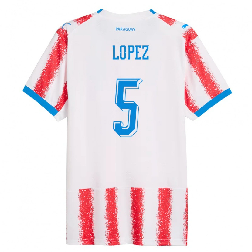 DanxenレディースパラグアイÓscar López#5白 赤 青ホームシャツ26-28ジャージーユニフォーム