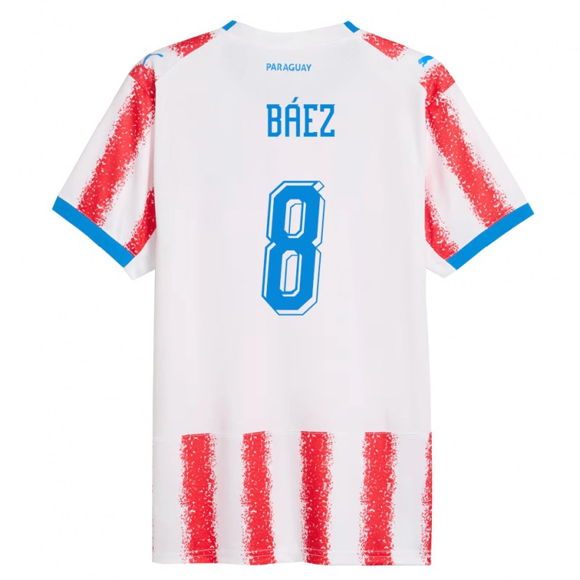 DanxenレディースパラグアイSantiago Báez#8白 赤 青ホームシャツ26-28ジャージーユニフォーム