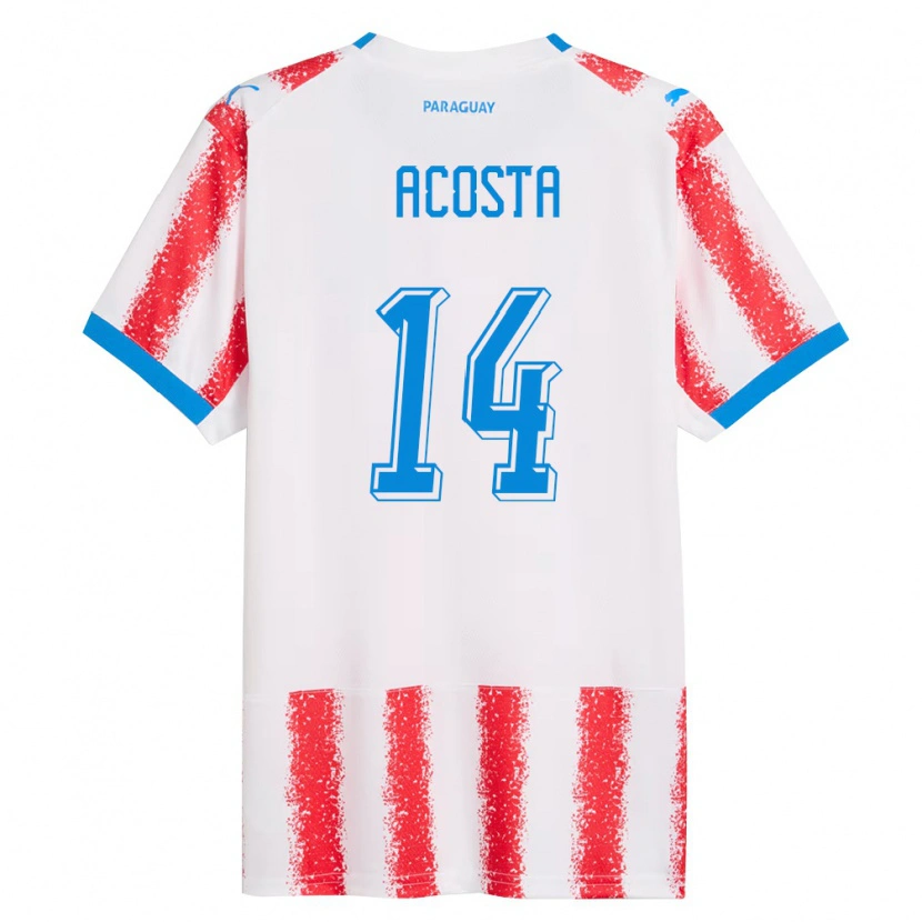 DanxenレディースパラグアイEmilio Acosta#14白 赤 青ホームシャツ26-28ジャージーユニフォーム