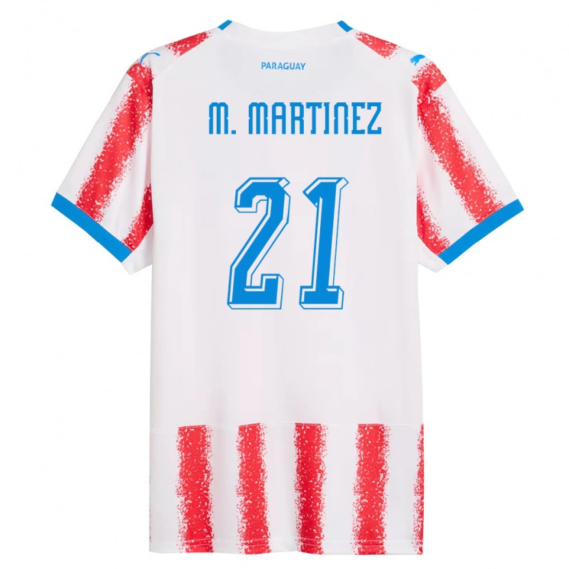 DanxenレディースパラグアイMaría Martínez#21白 赤 青ホームシャツ26-28ジャージーユニフォーム