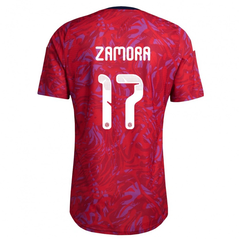 DanxenレディースコスタリカMariano Zamora#17赤 紫 紺ホームシャツ26-28ジャージーユニフォーム