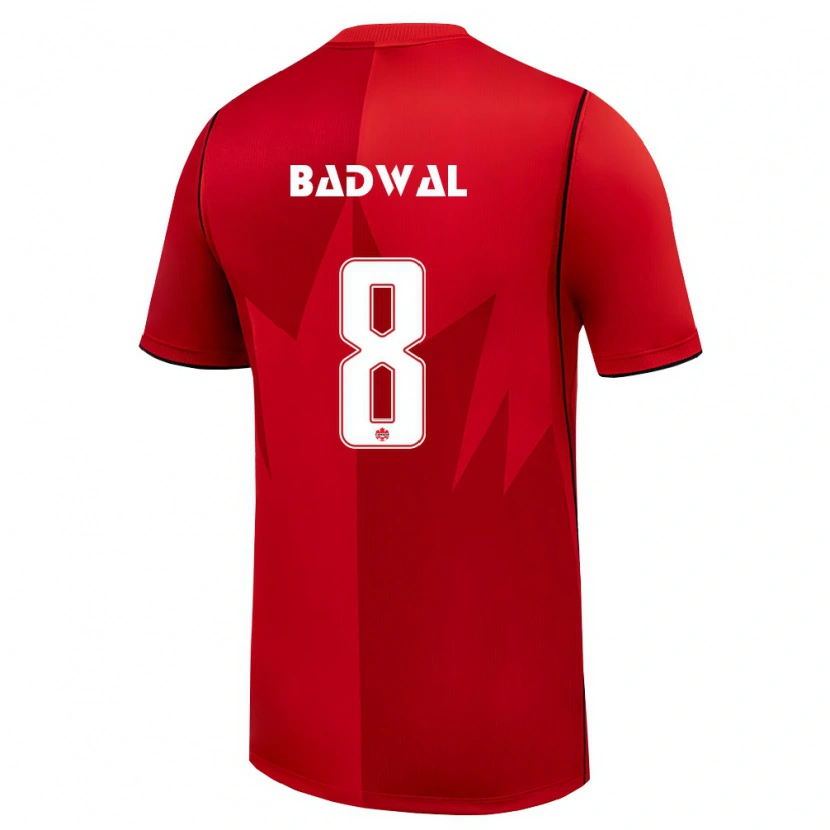 DanxenレディースカナダJeevan Badwal#8赤 白ホームシャツ26-28ジャージーユニフォーム