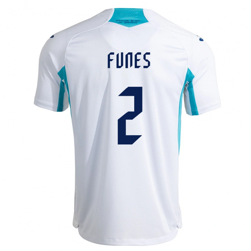 DanxenレディースホンジュラスKevin Funes#2白 青 空色ホームシャツ26-28ジャージーユニフォーム