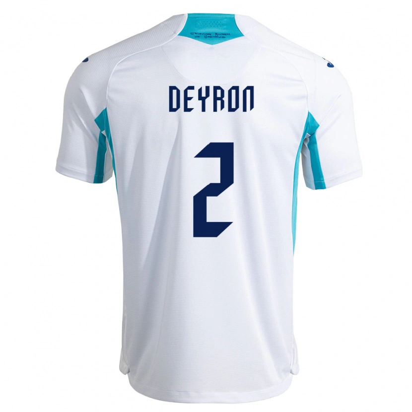 DanxenレディースホンジュラスDeyron Martínez#2白 青 空色ホームシャツ26-28ジャージーユニフォーム