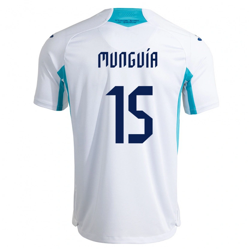 DanxenレディースホンジュラスEdwin Munguía#15白 青 空色ホームシャツ26-28ジャージーユニフォーム