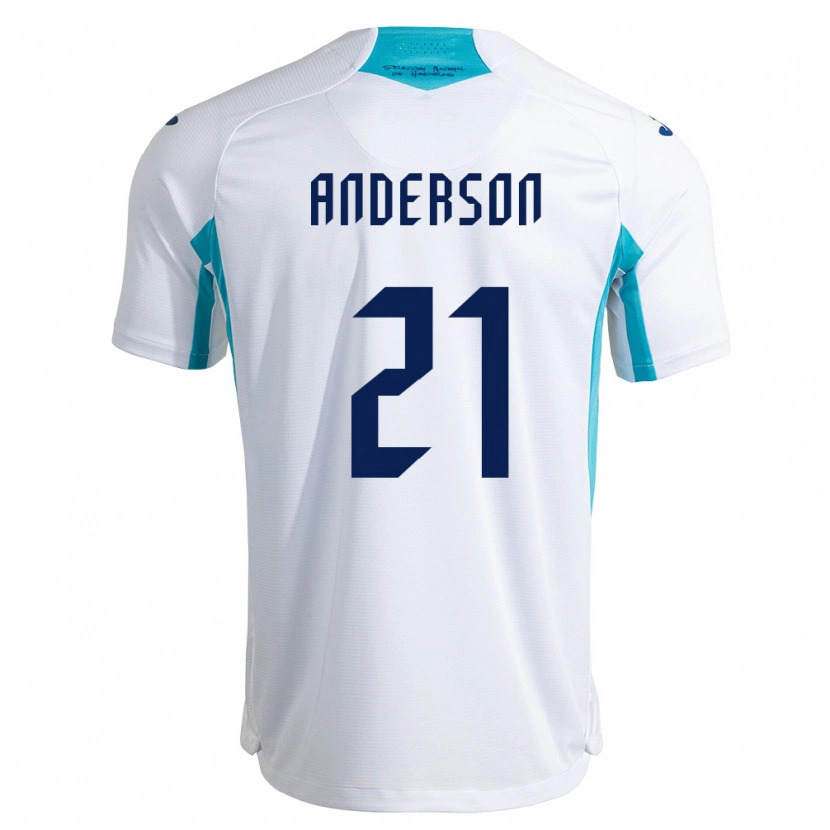 DanxenレディースホンジュラスRobben Anderson#21白 青 空色ホームシャツ26-28ジャージーユニフォーム
