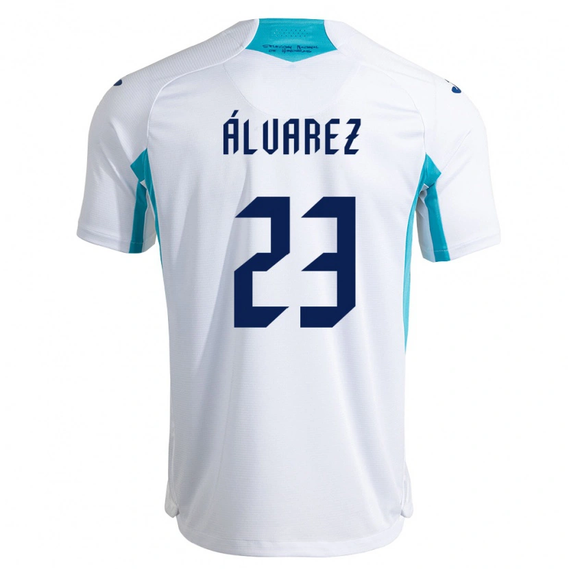 DanxenレディースホンジュラスJorge Álvarez#23白 青 空色ホームシャツ26-28ジャージーユニフォーム