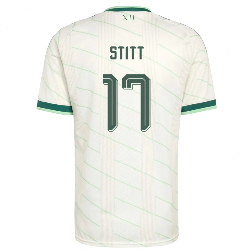 Danxenレディース北アイルランドディラン・スティット#17白 緑アウェイシャツ26-28ジャージーユニフォーム