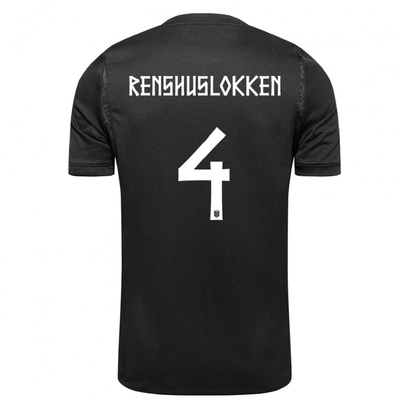 DanxenレディースノルウェーJesper Renshusløkken#4黒アウェイシャツ26-28ジャージーユニフォーム