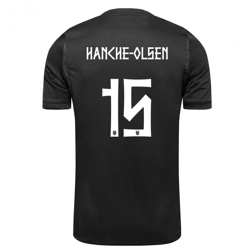 DanxenレディースノルウェーPeder Hanche-Olsen#15黒アウェイシャツ26-28ジャージーユニフォーム