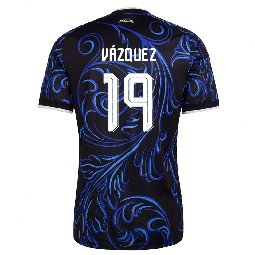 DanxenレディースアルゼンチンGabriel Vázquez#19黒 白 空色アウェイシャツ26-28ジャージーユニフォーム