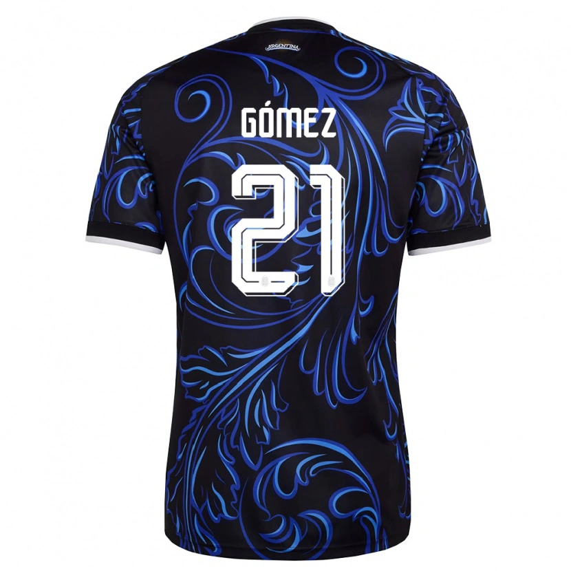 DanxenレディースアルゼンチンAlain Gómez#21黒 白 空色アウェイシャツ26-28ジャージーユニフォーム