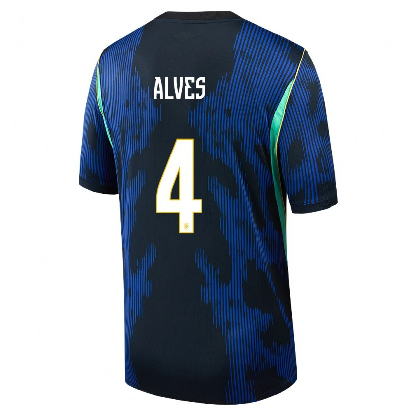Danxenレディースブラジルブルーノ・アルヴェス#4青 紺 黄アウェイシャツ26-28ジャージーユニフォーム