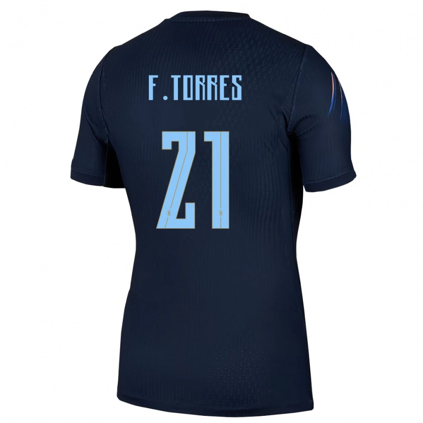Danxenレディースウルグアイファクンド・トーレス#21黒 青アウェイシャツ26-28ジャージーユニフォーム