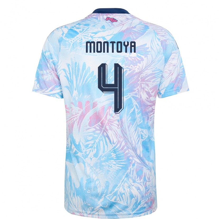 DanxenレディースコスタリカAarón Montoya#4空色 紺 ピンクアウェイシャツ26-28ジャージーユニフォーム