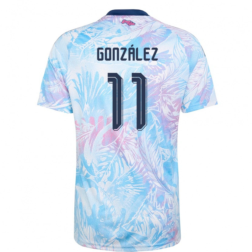 DanxenレディースコスタリカPaul González#11空色 紺 ピンクアウェイシャツ26-28ジャージーユニフォーム