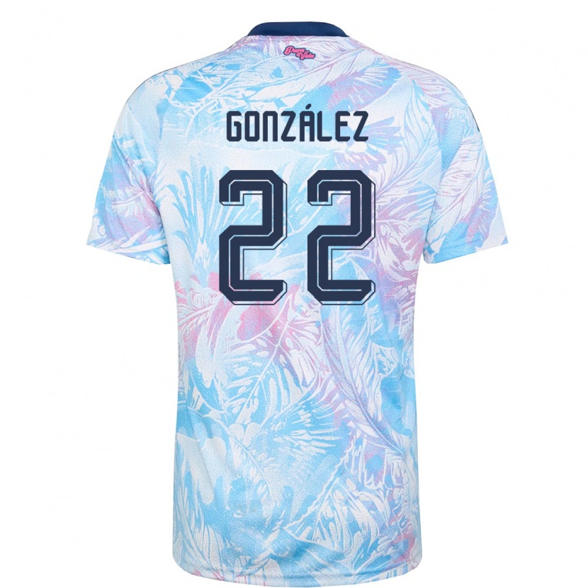DanxenレディースコスタリカKenneth González#22空色 紺 ピンクアウェイシャツ26-28ジャージーユニフォーム