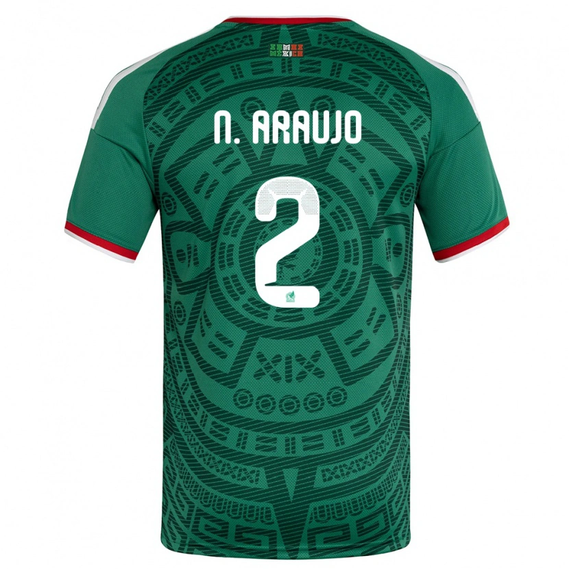 Danxenキッズメキシコネストル・アラウホ#2緑 白 赤ホームシャツ26-28ジャージーユニフォーム
