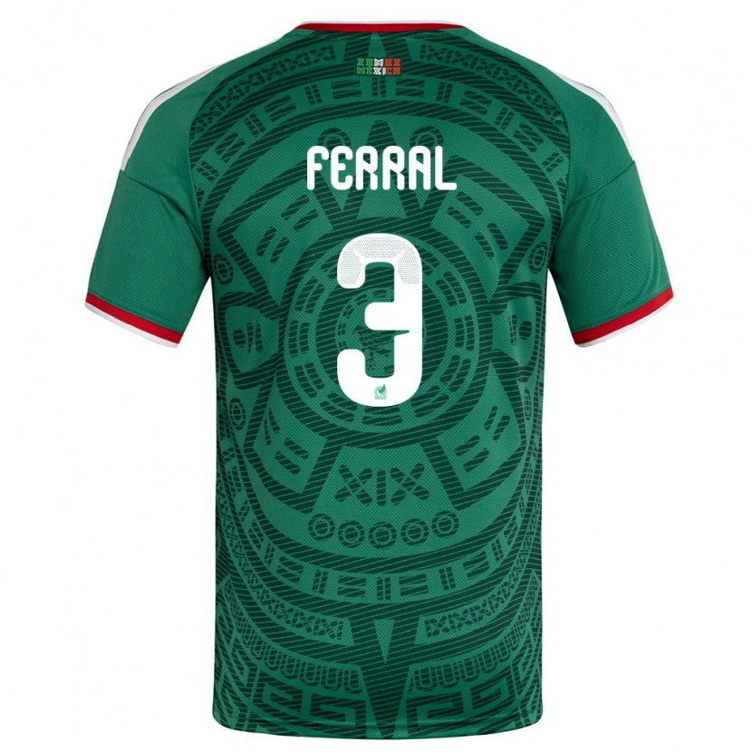 Danxenキッズメキシコクリスティーナ・フェラル#3緑 白 赤ホームシャツ26-28ジャージーユニフォーム