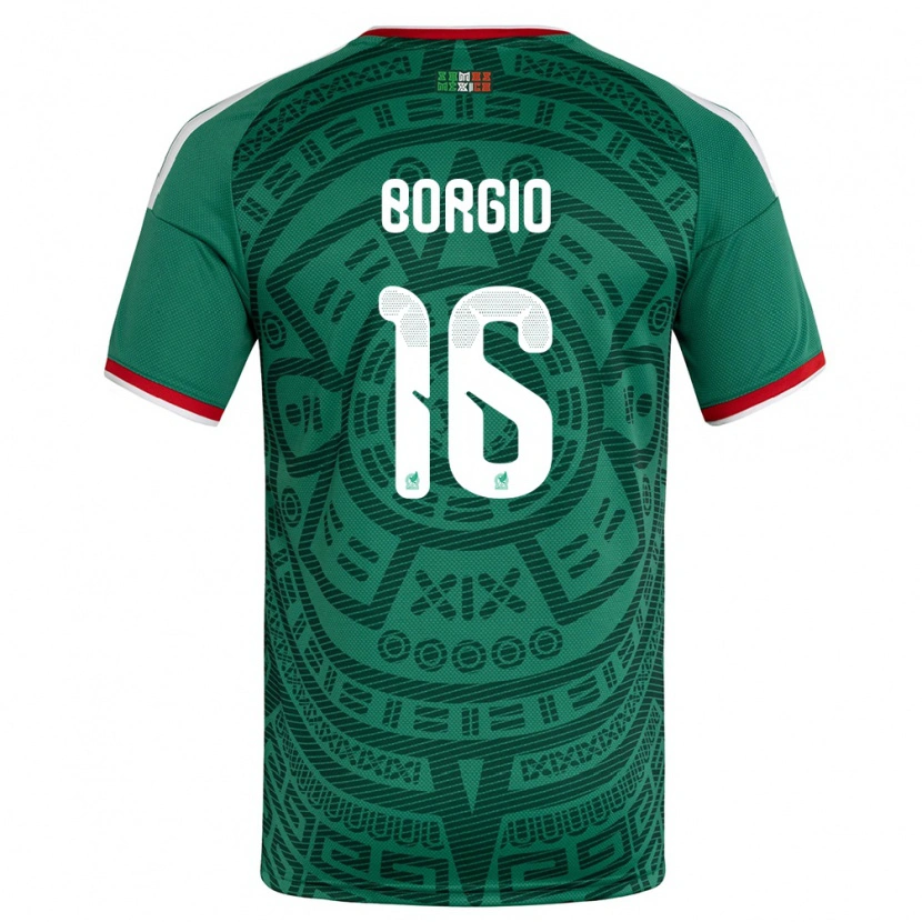 DanxenキッズメキシコÍñigo Borgio#16緑 白 赤ホームシャツ26-28ジャージーユニフォーム