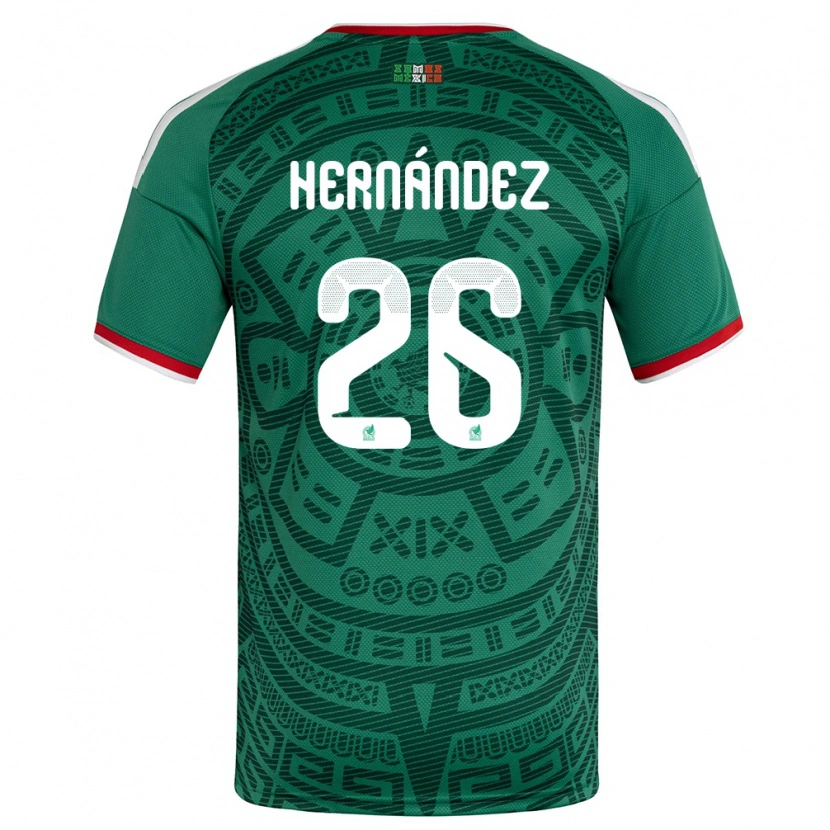 Danxenキッズメキシコニコレット・ヘルナンデス#26緑 白 赤ホームシャツ26-28ジャージーユニフォーム