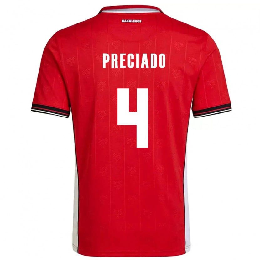 DanxenキッズパナマJose Preciado#4赤 茶 白ホームシャツ26-28ジャージーユニフォーム