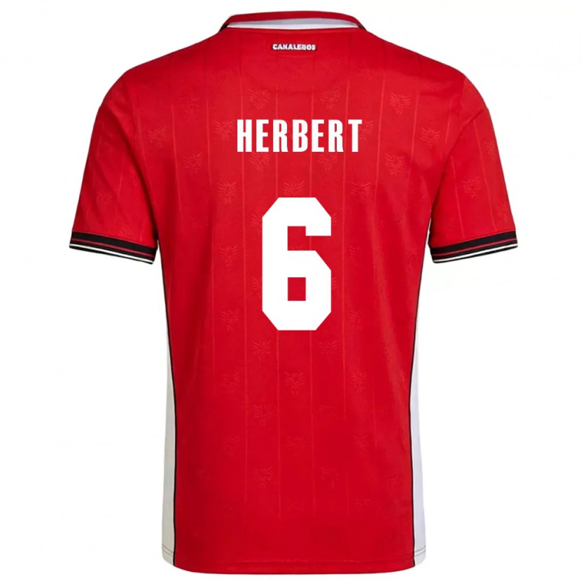 DanxenキッズパナマGiovany Herbert#6赤 茶 白ホームシャツ26-28ジャージーユニフォーム