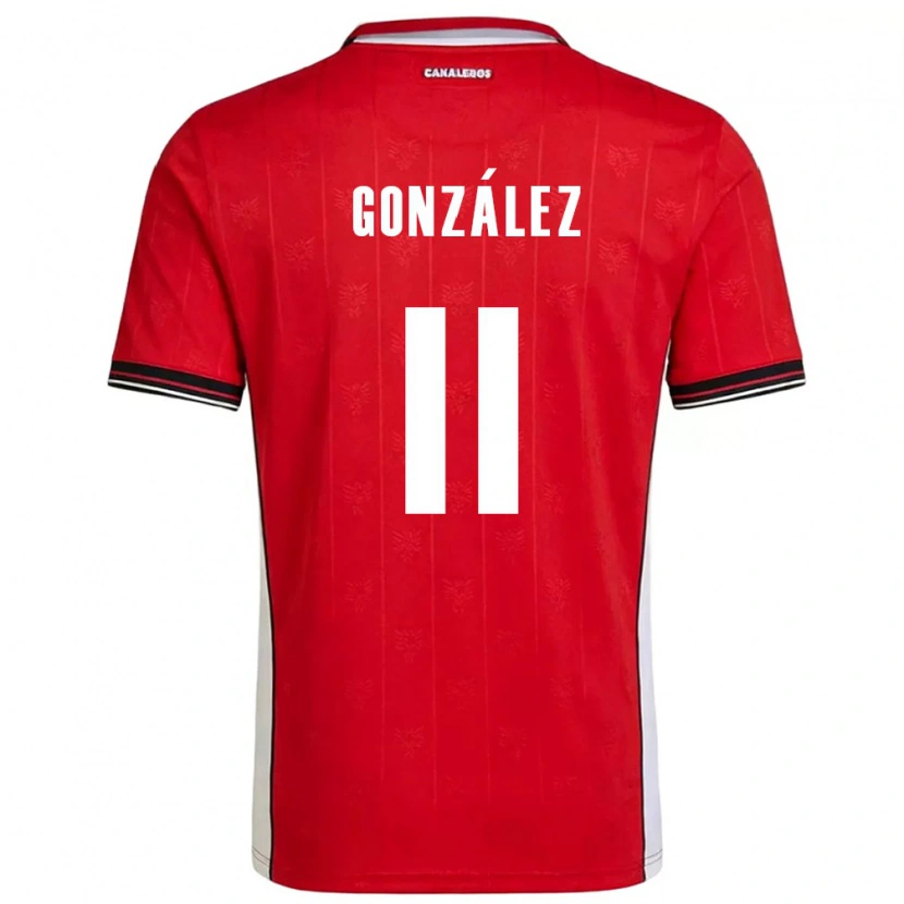 DanxenキッズパナマEdmilson González#11赤 茶 白ホームシャツ26-28ジャージーユニフォーム