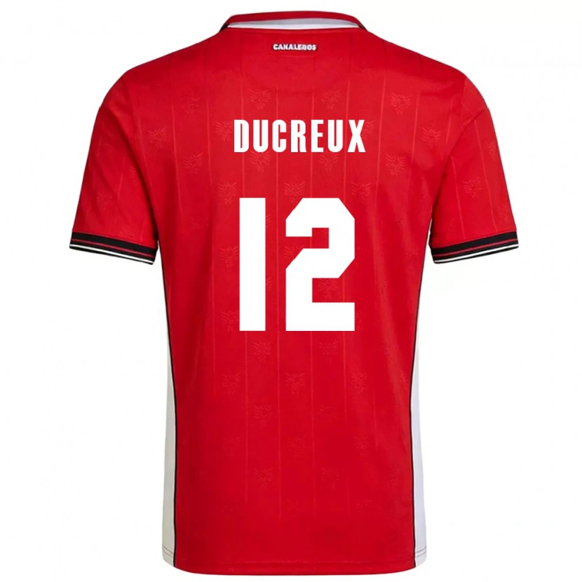 Danxenキッズパナマナディア・デュクルー#12赤 茶 白ホームシャツ26-28ジャージーユニフォーム