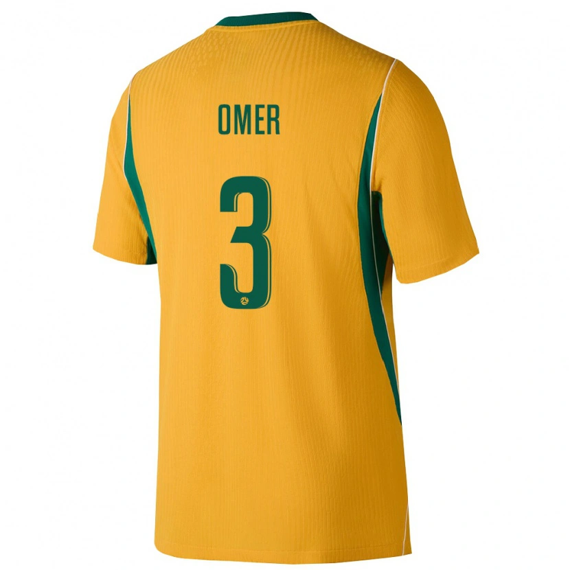 DanxenキッズオーストラリアAbdurahman Omer#3黄 緑ホームシャツ26-28ジャージーユニフォーム