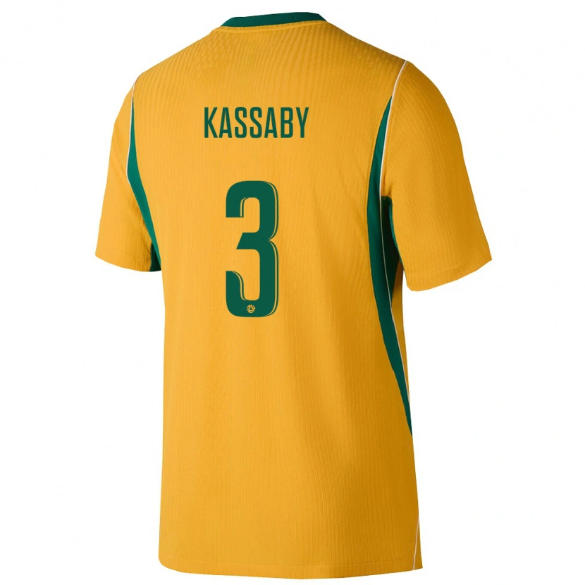 DanxenキッズオーストラリアZayd Kassaby#3黄 緑ホームシャツ26-28ジャージーユニフォーム