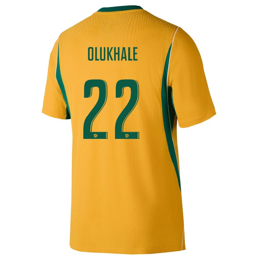 DanxenキッズオーストラリアMalik Olukhale#22黄 緑ホームシャツ26-28ジャージーユニフォーム