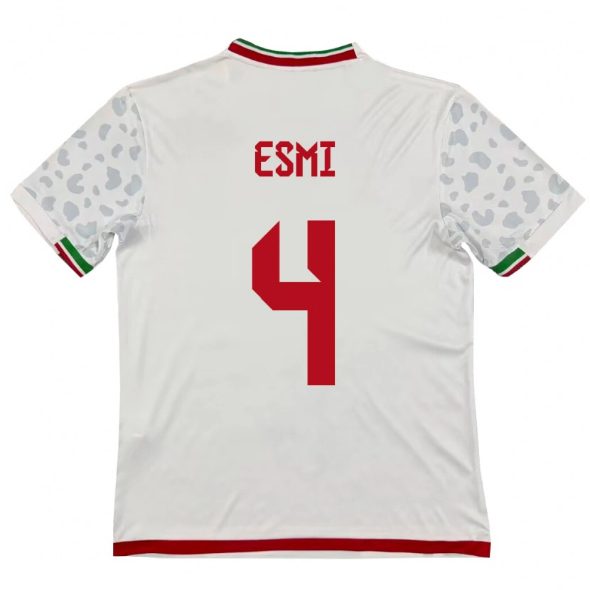 DanxenキッズイランPouya Esmi#4白 赤ホームシャツ26-28ジャージーユニフォーム