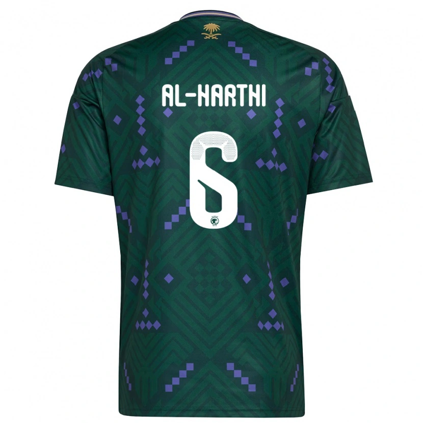 DanxenキッズサウジアラビアAdel Al-Harthi#6緑 紫 白ホームシャツ26-28ジャージーユニフォーム