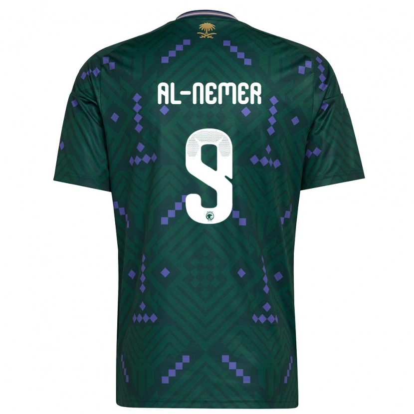 DanxenキッズサウジアラビアMeshari Al-Nemer#9緑 紫 白ホームシャツ26-28ジャージーユニフォーム