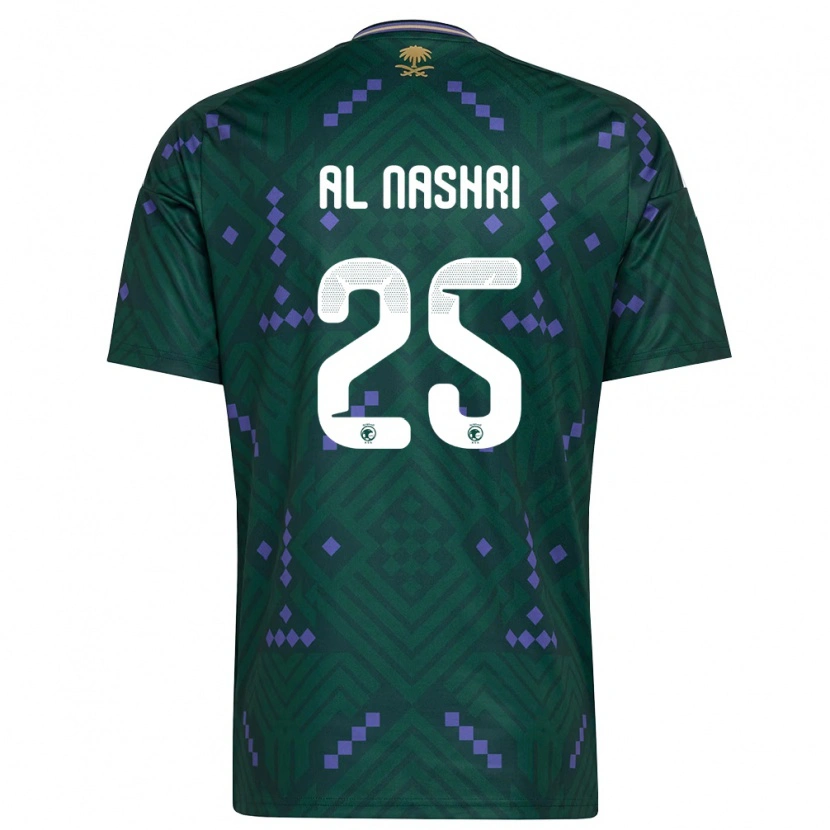 Danxenキッズサウジアラビアアワド・アル・ナシュリ#25緑 紫 白ホームシャツ26-28ジャージーユニフォーム